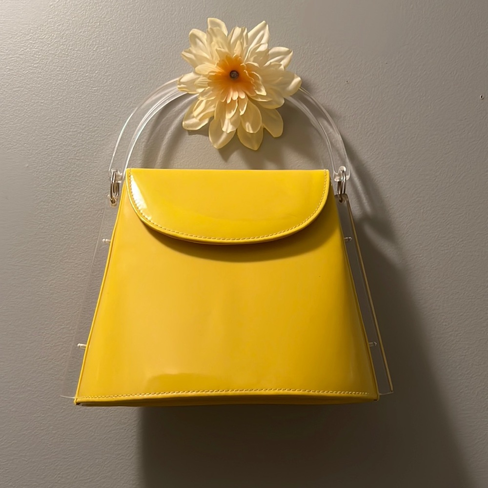 Vintage Sunny Yellow Handbag with Clear Handles